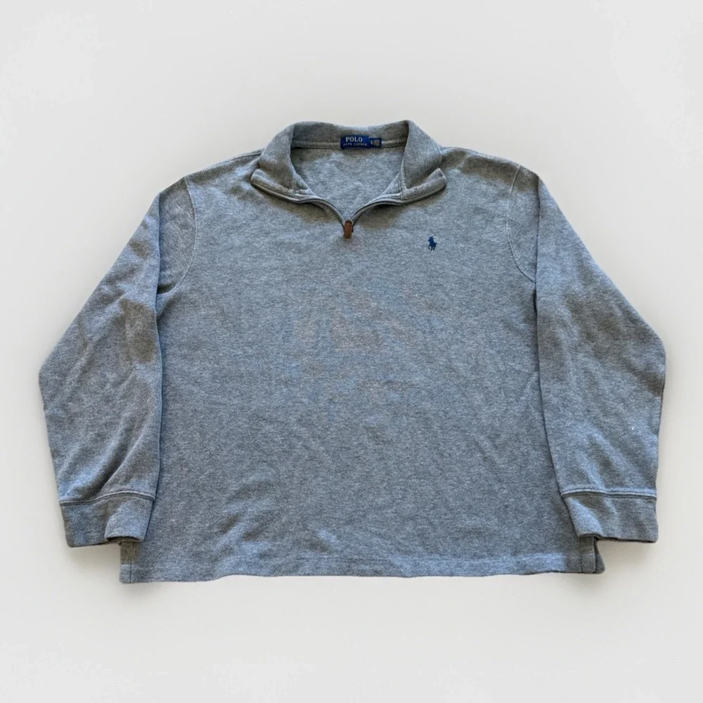 Polo Ralph Lauren Sweater Mens XL 1/4 Zip Pullover Knit Pony Casual Gray Preppy